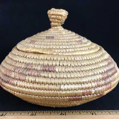 Small Yupik Eskimo Lidded Basket
