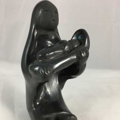 Santa Clara Pueblo Pottery Sculpture of Mother and Child