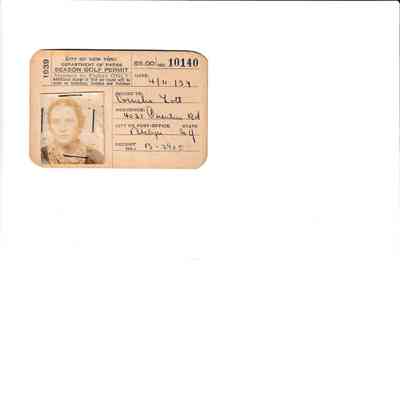 Season Golf Permit of Cornelia Lott, 1939