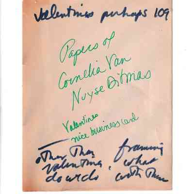 Envelope labeled Papers of Cornelia Van Nuyse Ditmas