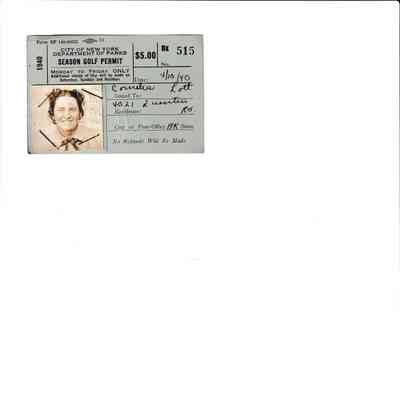 Season Golf Permit of Cornelia Lott, 1940