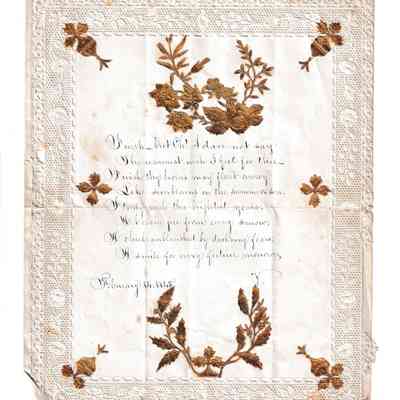 Letter with lace and gold florals