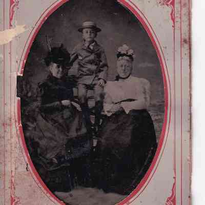 Framed Photo of Two Women and Boy