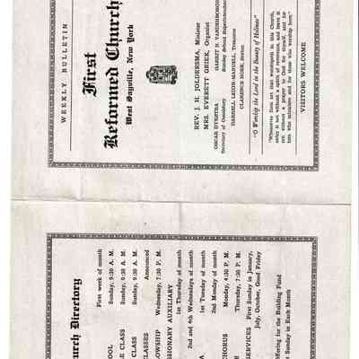 First Reformed Church Weekly Bulletin