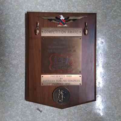 Competition award for Phil Versace dedicated for his participation in 40 annual ABC tournaments