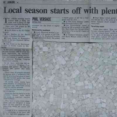Phil Versace writing on local bowling season