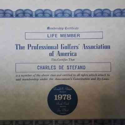 Professional Golfers Association of America certificate