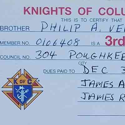 Phil Versace Knights of Columbus member card