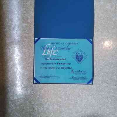 Knights of Columbus Membership Cert