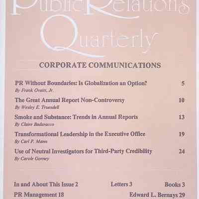 Public Relations Quarterly, Spring 1988