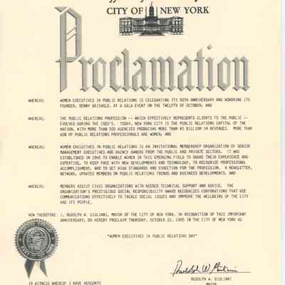 Office of the Mayor of New York City Proclamation for WEPR