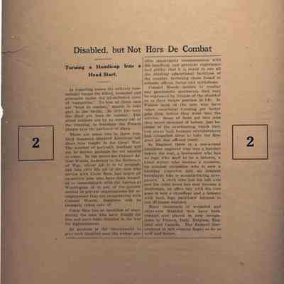 WWI Mat #2 from the Office of Assistant to Secretary of War: Disabled, but not Hors De Combat: Turning a Handicap Into a Head Start