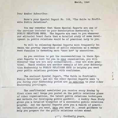 PR News editor Denny Grisold writes to subscribers about PR News Special Report No. 102