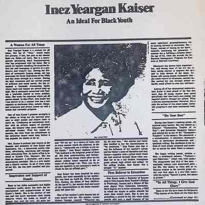 Inez Yeargan Kaiser: An Ideal For Black Youth