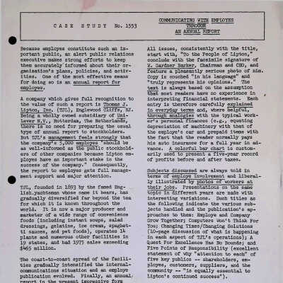 Case Study 1553: Communicating To Employees Through an Annual Report