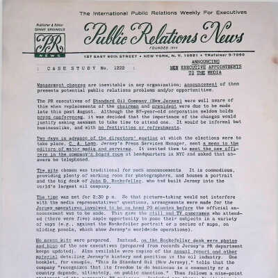 Case Study 1222: Announcing New Executive Appointments to the Media