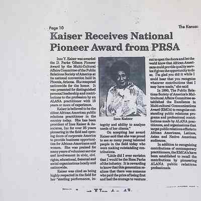 Kaiser Receives National Pioneer Award from PRSA