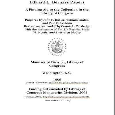 The Papers of Edward L. Bernays