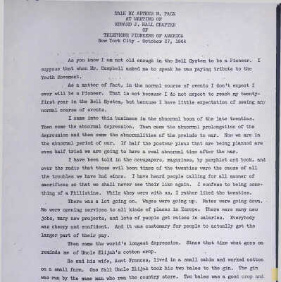 Meeting of Edward J. Hall Chapter of Telephone Pioneers of America