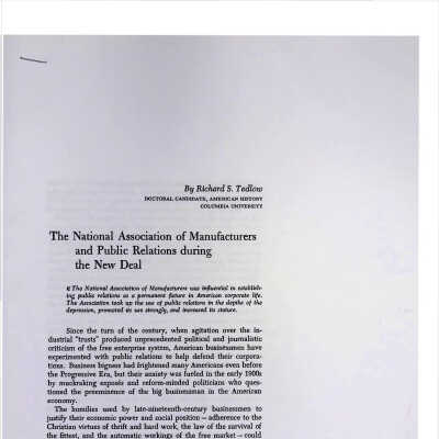 The National Association of Manufacturers and Public Relations During the New Deal