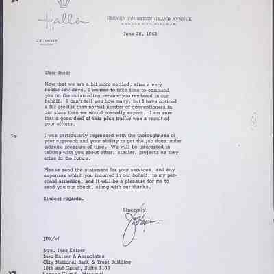 Letter Addressed from Halls to Inez Kaiser in 1963