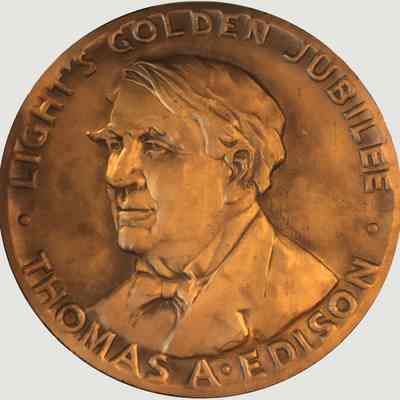 Lights Golden Jubilee plaque featuring bust of Thomas Edison