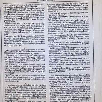 The Triangle Fire and a Lifetime of Union Service