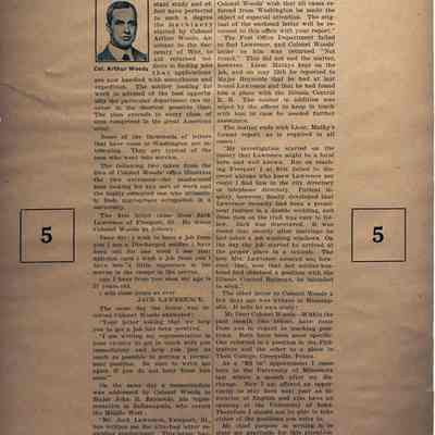 WWI Mat #5 from the Office of Assistant to Secretary of War: For Window Washers Or College Instructors: Two Cases Illustrate War Department Activities