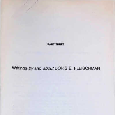Writings by and about Doris E. Fleischman