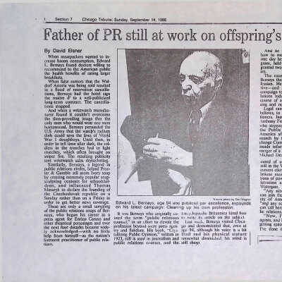 "Father of PR still at work on offspring's image," Chicago Tribue