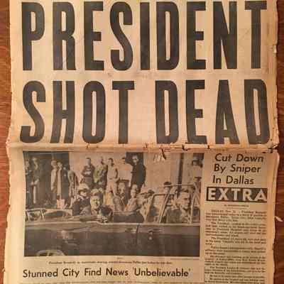 New York World Telegram, “President Shot Dead”