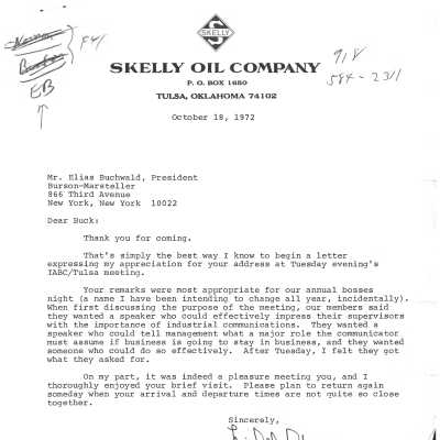 Letter from Michelle Johnson-Skelly addressed to Elias Buchwald
