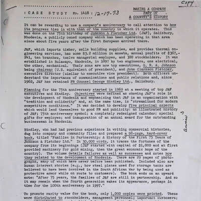 Case Study 1418: Making a Company Part of a Country's History