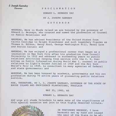 Edward Bernays Day Proclamation 052583
