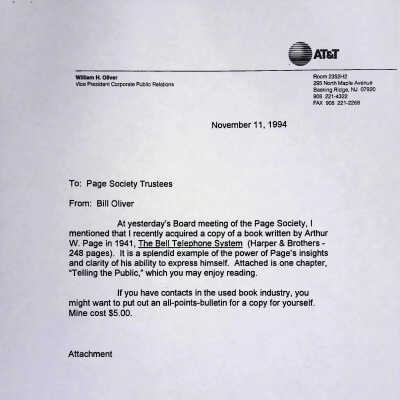 Memo to Page Society trustees