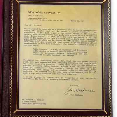 Letter from John Brademas to Edward L. Bernays, 1985