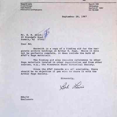 The Arthur Wilson Page Collection in the AT&T Archive