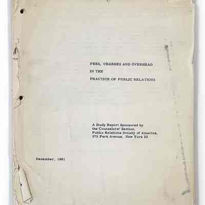 Fees, Charges and Overhead in the Practice of Public Relations