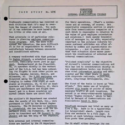 Case Study 1676: Conducting a Low-Cost Communications Program