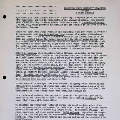 Case Study 1393: Promoting Sound Community Relations Through a Youth Program