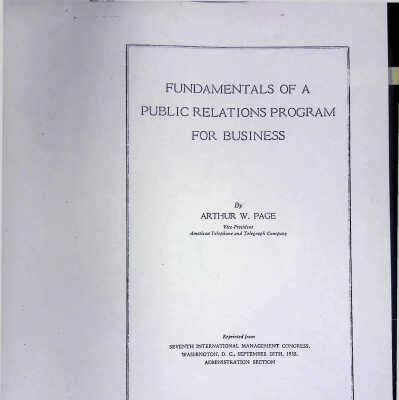 Fundamentals of a Public Relations Program for Business