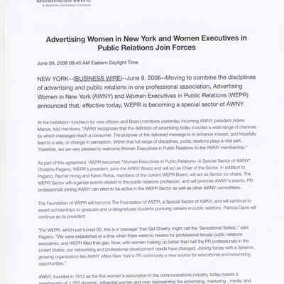 Advertising Women in New York and Women Executives in Public Relations Join Forces