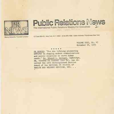 PR honors: for his lifelong pioneering efforts in shaping modern communications and public relations…
