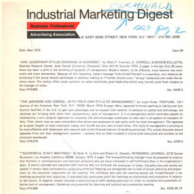 Industrial Marketing Digest