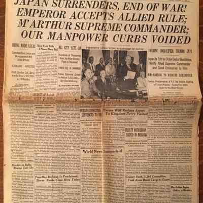 The New York Times, “Japan Surrenders, End of War"