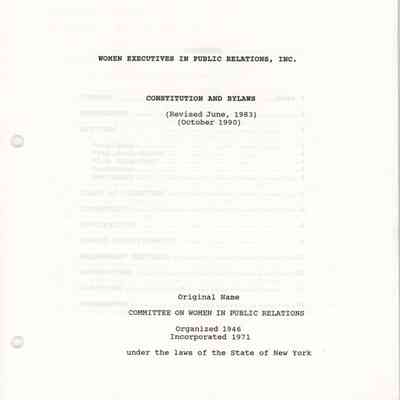 Women Executives In Public Relations, Inc. Constitution and Bylaws