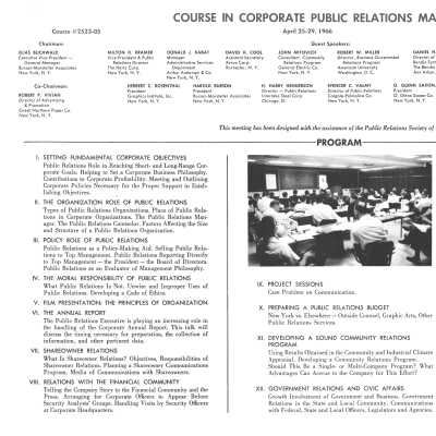 Course in Corporate Public Relations Management