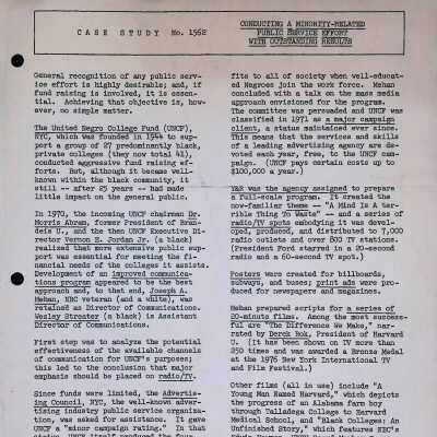 Case Study 1562: Conducting a Minority-Related Public Service Effort With Outstanding Results