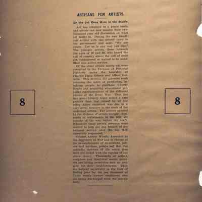 WWI Mat #8 from the Office of Assistant to Secretary of War: Artisans for Artists: On the Job Once More In The Studio