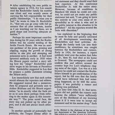 Ivy Lee and Rockefeller Press Relations